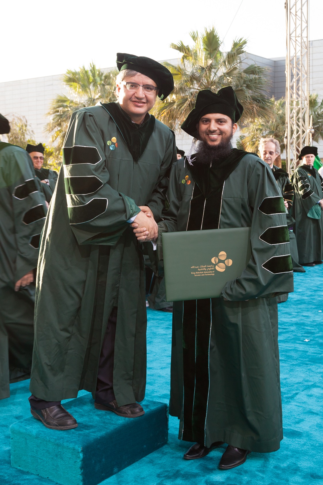 Professor Alouini with Fahd Khan during graduation ceremony