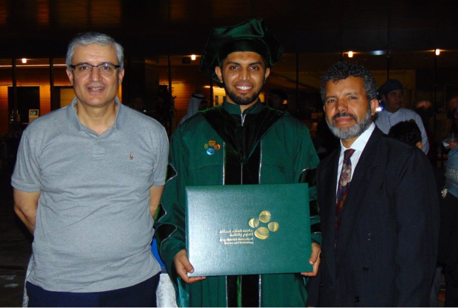 Professor Alouini with Lokman Sboui and his father during graduation ceremony
