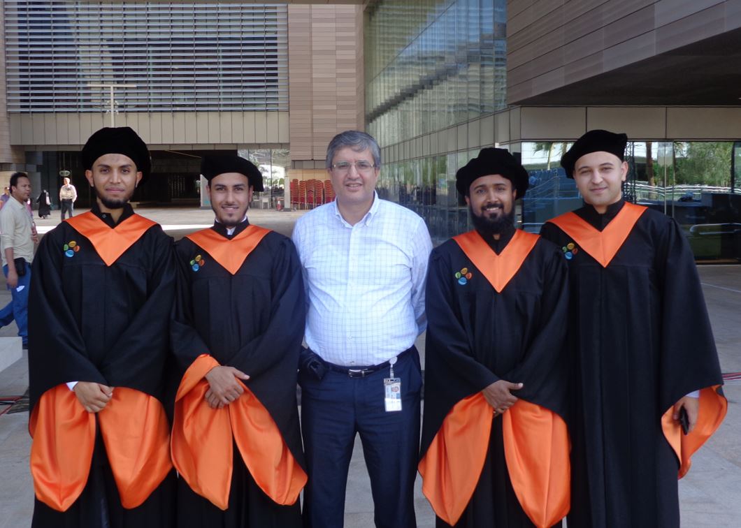 Professor Alouini with Master Students; Lokman Sboui, Abdullatif Rabah, Hussain Shibli and Ahmad AlSharoa during graduation ceremony Dec 2012