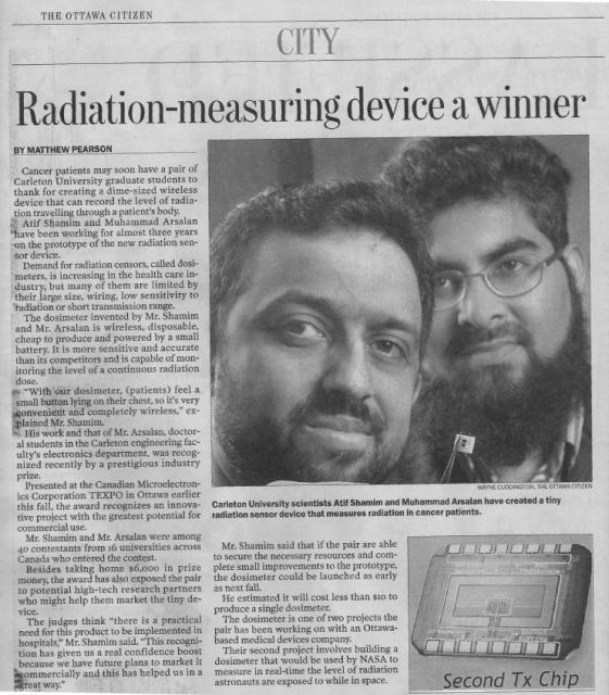 KAUST CEMSE EE IMPACT The Ottawa Citizen Radiation measuring Device A Winner