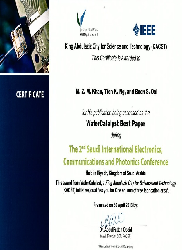 KAUST CEMSE EE Photonics 2nd SIECPC 2014 Fellowship Award