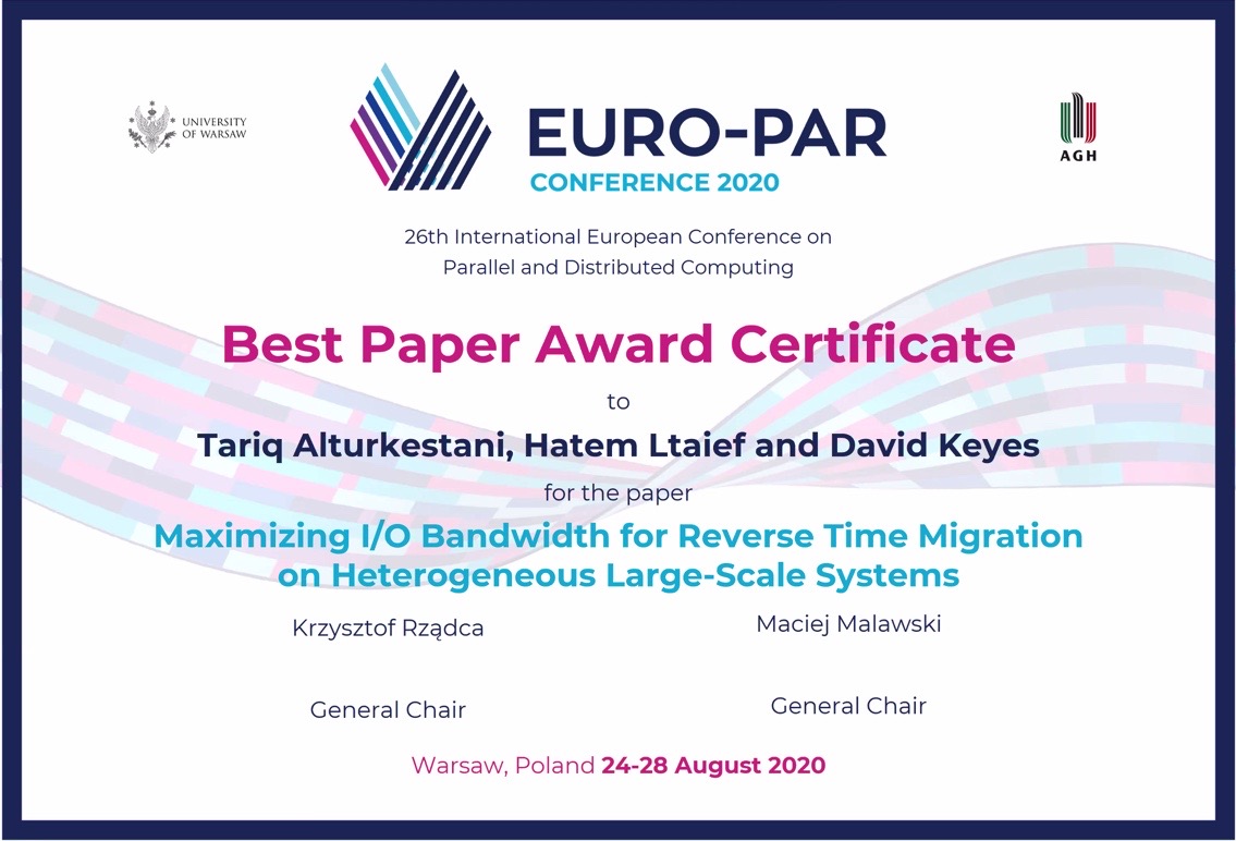 Best Paper Award at EuroPar'2020