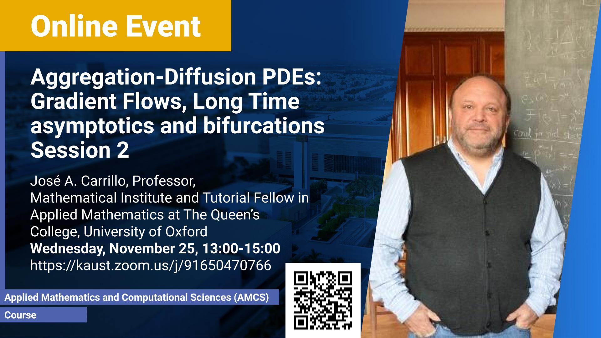 KAUST CEMSE AMCS Jose Carrillo Aggregation Diffusion PDEs Gradient Flows Long Time asymptotics and bifurcations Session 2