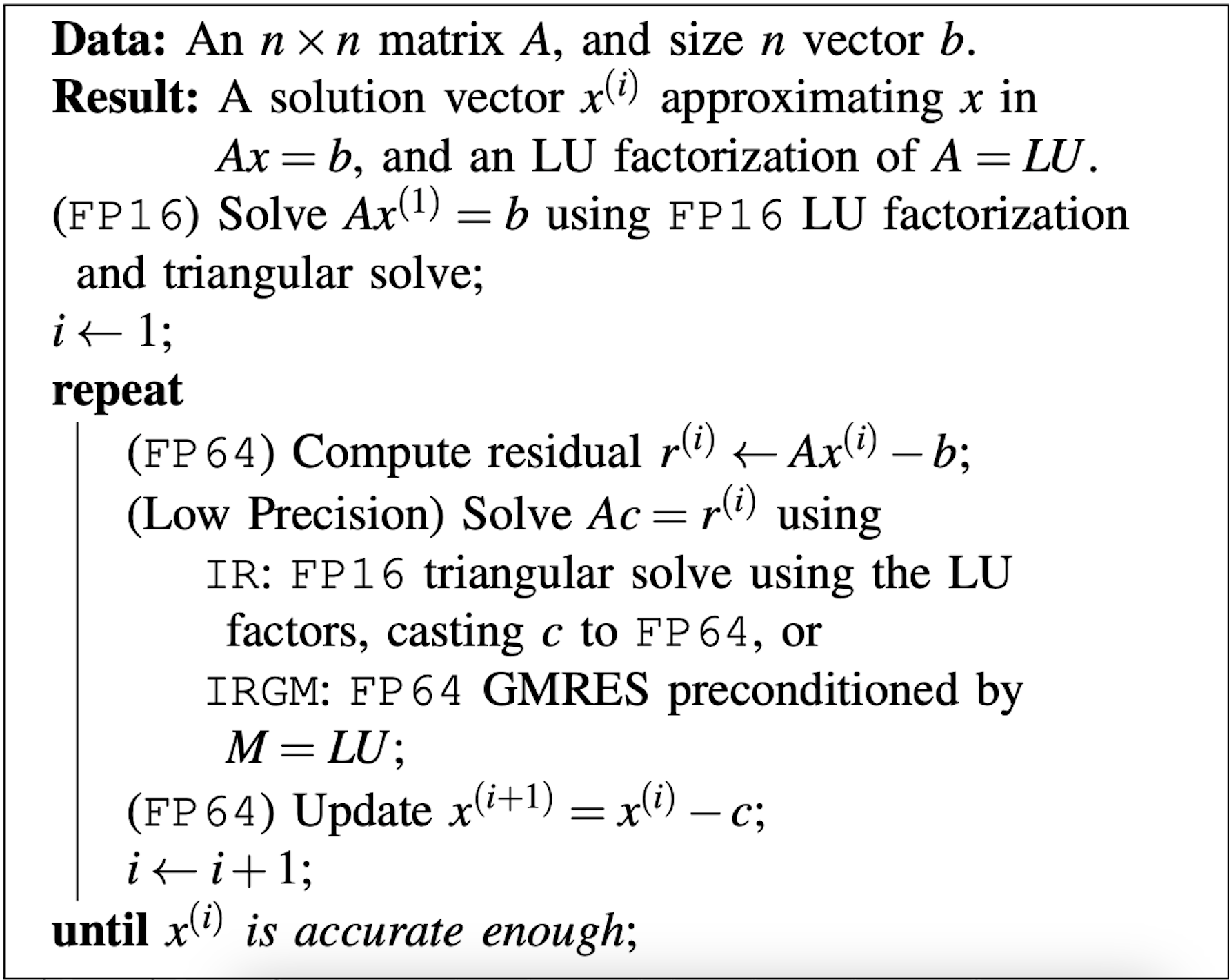 LU factorization with mixed-precision iterative refinement
