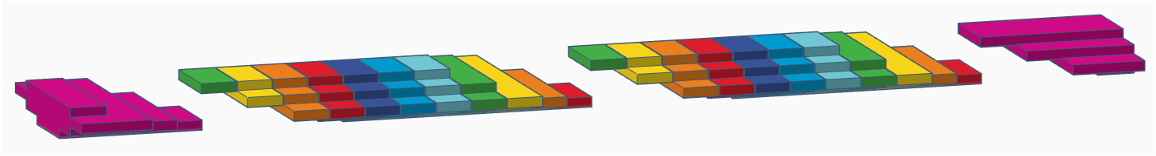 3D view of one diamond with its various wavefront steps (computed using multi-threads)