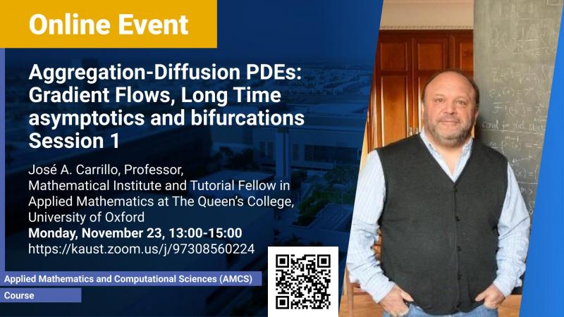 KAUST CEMSE AMCS Jose Carrillo Aggregation Diffusion PDEs Gradient Flows Long Time asymptotics and bifurcations Session 1