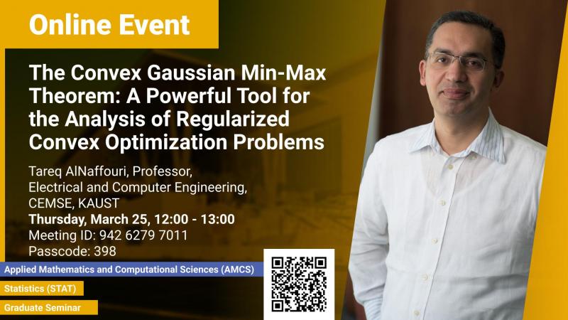 KAUST CEMSE AMCS STAT Graduate Seminar Tareq Alnaffouri The Convex Gaussian Min-Max Theorem: A Powerful Tool for the Analysis of Regularized Convex Optimization Problems