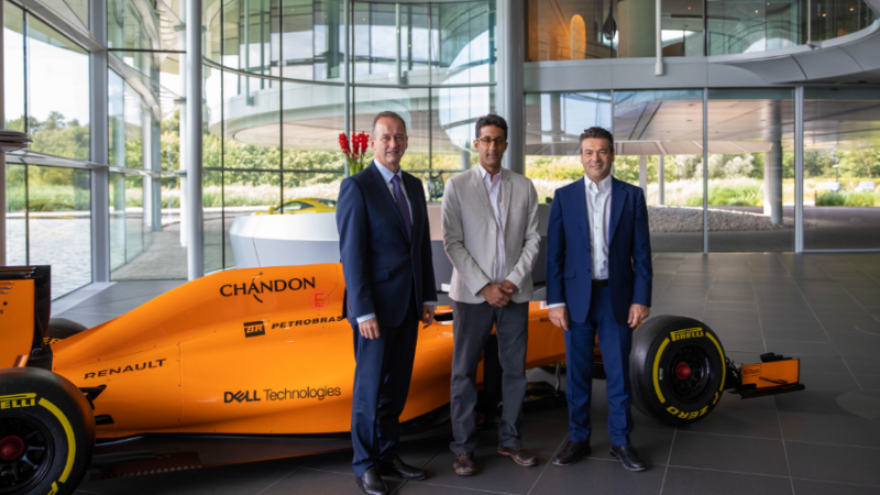 (From left to right:) Jonathan Neale, chief operations officer of McLaren Group; Mani Sarathy, KAUST associate director of the University's Clean Combustion Research Center; and John Cooper, chief business officer of McLaren Racing. McLaren Racing and KAUST recently signed a five-year R&D agreement. File photo.