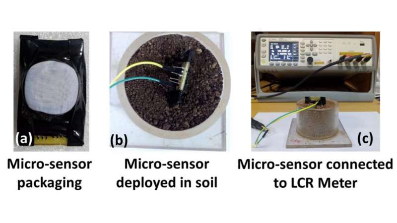 Molybdenum trioxide (MoO3) Capacitive Soil Moisture Microsensor for In-situ Agriculture Applications: Measurement Studies and Temperature Effects